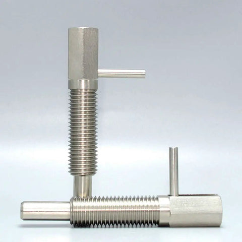 Heavy Duty Stainless Steel Retractable Indexing Plunger Pin With L Handle For Bullseye Workholding Jigs And Fixtures, side view