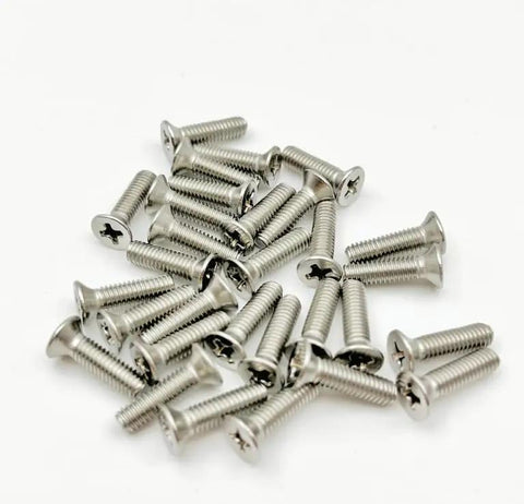 Grab a Badass 50 Pack of Number 4-40 X 1-3/4 Inch Flat Head Phillips Drive Machine Screws Crafted from Heavy Duty 304 Stainless Steel with Countersunk Heads for Rock Solid Construction and DIY Projects That Need Serious Hold Power, grouped on white background.