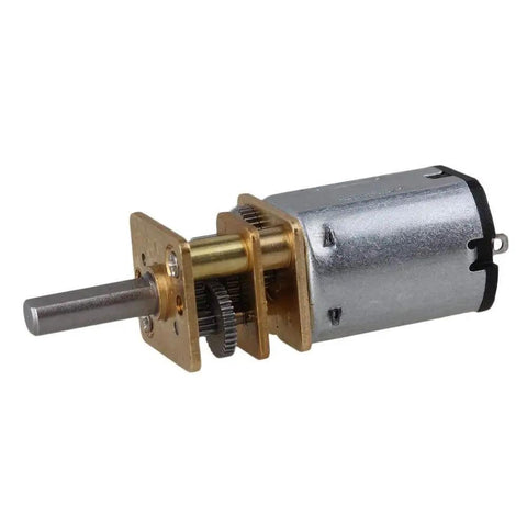 Miniature 3V Dc Gear Motor 50Rpm N20 12Mm Metal Construction With 10Mm Output Shaft Smooth Operation Built Tough Runs Like A Champ Ideal For Custom Robot Projects viewed from the side, showcasing metal body and output shaft.