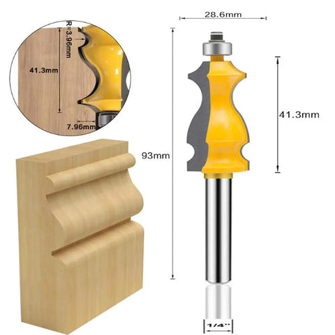 One Quarter Inch Shank Router Bit Set Five Piece Architectural Molding Kit with corner rounding edge profile shown.