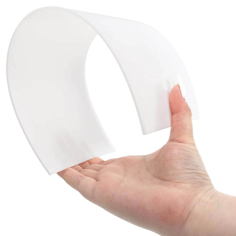 White PTFE Teflon sheet being curved by hand, part of 3 Pack White PTFE Teflon Sheets 12 x 6 Inches, One Sixteenth Inch Thick.