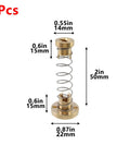 Top Tier T8 Trapezoid Motor Screw Nut Kit With Knockout Zero Play Anti Backlash Springs Gets 8mm Threaded Rods Hella Smooth For Rock Solid Cnc Router Projects Four Pack Custom 3D Printer Upgrades Copper showing brass nut with coil spring, dimensions labeled.