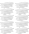 20 pcs white plastic hole plugs for square tubing furniture leg end caps glide caps arranged in a grid view