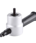 HaloVerde Electric Power Drill Nibbler Tool With Double Head Sheet Metal Cutter, close-up view showing attachment for precision cutting.