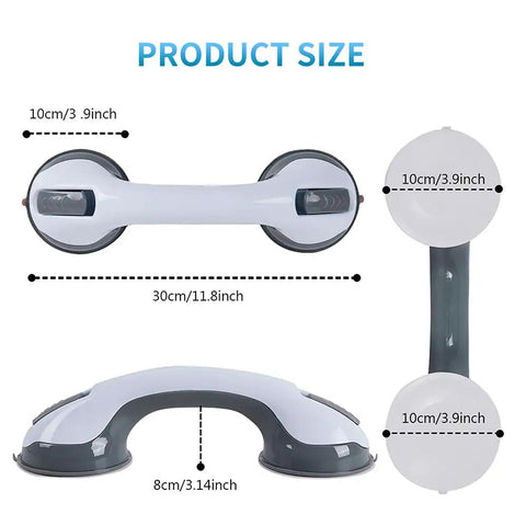 Two Pack Bathroom Grab Bars With Strong Suction For Showers And Tubs, Safe Handicap Shower Handles dimensions and non-slip design