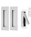 Dope Pocket Door Hardware Set With Edge Pulls And Flush Recessed Pulls in Brushed Nickel, Stainless Steel Latch Handles