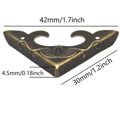 Iron Triangle Corner Guards 20 Pack For Boxes And Drawers Old School Vintage Style Furniture Corner Protectors with dimensions