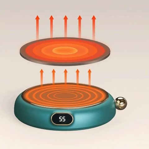 Electric Coffee Mug Warmer For Desk Keep Those Sips Straight Up Piping Hot With This Zero Fuss Plate Heater For Coffee Tea Cocoa Milk And Soup In Bold Red Or Green. Heat indicator shows warm surface.