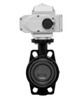 12 Inch Wafer Butterfly Valve With 24V DC Sealed Electric Actuator For Water Air Flow Control Precision UPVC Body front view
