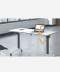 Super Slick Folding Computer Desk With Hella Flexible Splicing Design For Training Tables And Conference Rooms with laptop.