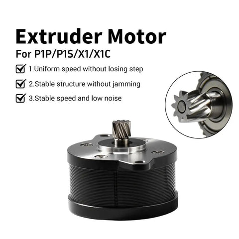 Image of 2 Phase 1.8 Degree Round Stepper Motor for 3D Printer Extruders, close-up of 36 Tooth Helical Gear, compatible with Lab X1 X1C P1P P1S.