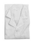 White Long Sleeve Lab Coat For Healthcare Pros And Students Breathable Polyester Cotton Workwear folded view