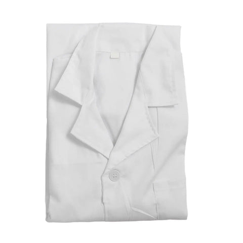 White Long Sleeve Lab Coat For Healthcare Pros And Students Breathable Polyester Cotton Workwear folded view