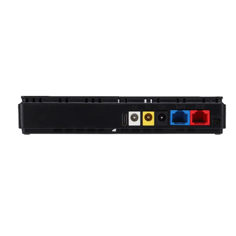 Rock Solid Mini UPS Battery Backup With 8800mAh Capacity showing DC and USB ports for router and modem connections.