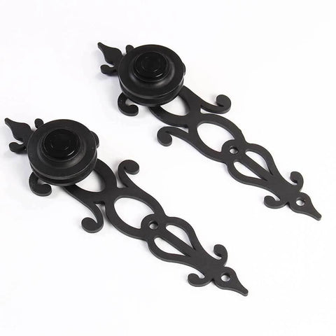 Black flower style hangers for Heavy Duty 6.6-Foot Sliding Barn Door Hardware Kit With Ultra Quiet, Smooth Operation, No Sweat Installation