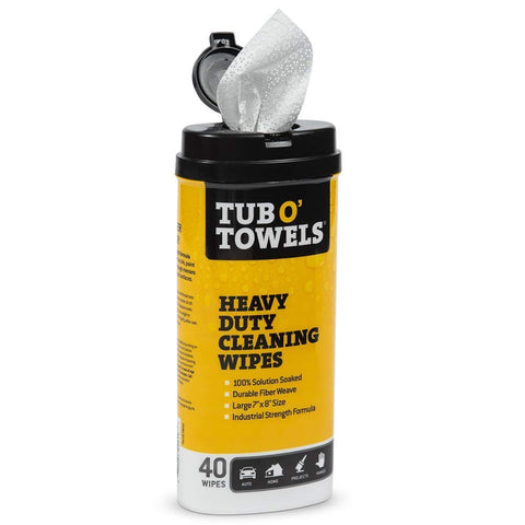 Heavy Duty Fiber Weave Cleaning Wipes 8x7 Inches 40 Count Multipurpose Grime Buster in yellow and black canister