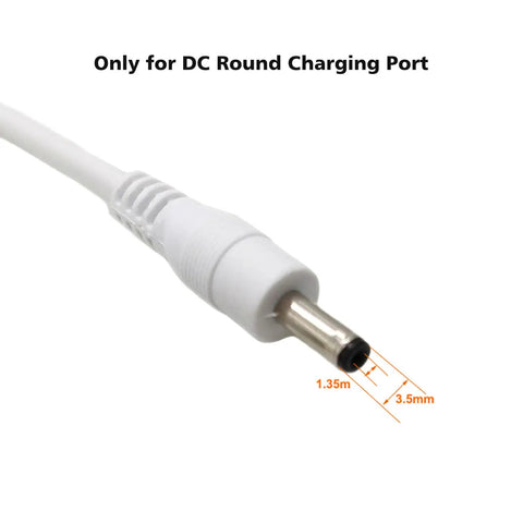 Close-up of DC charging cable for Water Flosser and Electric Toothbrush Charger Kit for Bitvae C2 C5 C6 and D2 S2 R1 R2
