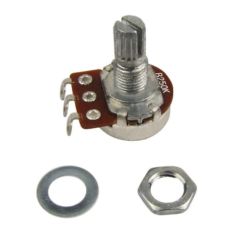Beefy 4 Pack B250K Guitar Potentiometers with knurled split shaft, 250K ohm, bayonet mount for Strat or Tele guitars