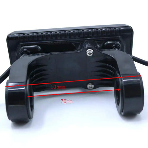 Back view of Ride Ready 36V 48V 60V 72V E Bike LCD Display Gauge for ebike scooter and motorcycle showing support bracket dimensions
