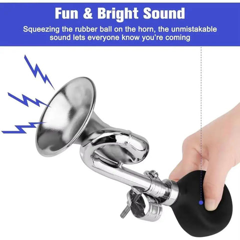 Classic Retro Bike Horn For Ecotric Beach Cruiser Ebike Produces Loud Snail Tone To Alert Pedestrians Instantly While Delivering Immersive Vintage Vibes Perfect For Cruising Neighborhoods And City Ramps With Ease, chrome-plated metal horn with rubber bulb