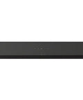 Front view of Compact 2 Channel Soundbar With Bass Reflex Built In Tweeter Bluetooth Easy Setup Slim Design For Small Rooms And Home Office Clear Theater Like Audio In Black.