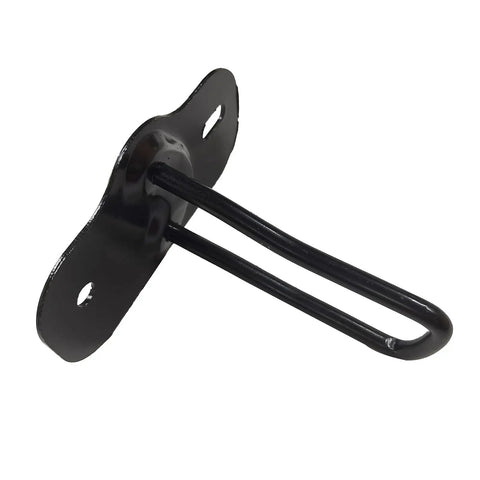 Top Shelf Premium Grade Hood Striker Plate Replacement For Tesla Model 3 2017 Through 2021 heavy-duty black steel latch hook side view.