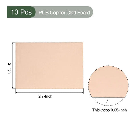 Ten Pack FR4 Dope Double Sided Copper Clad PCB Boards For DIY Electronics Etching And Prototyping Blank 70mm By 50mm By 1.2mm Panels Ideal