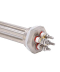 Straight Up Portable 24V 600W Immersion Water Heater Fast Heating Tankless Element For Rv Trucks And Boat Tanks close-up view of stainless steel heating element with connectors.
