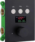 Thermostatic Shower Valve Kit With Concealed 3 Way Diverter And LED Temperature Display, brass flow control, black finish