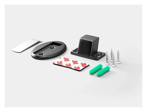 Heavy Duty Magnetic Door Stops Made From Stainless Steel Gold Holder with screws and adhesive, secure door holding accessories.