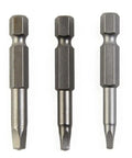 Heavy Duty 50mm Square Head Screwdriver Bits Set 3pc Steel SQ1 SQ2 SQ3 Magnetic Drill Bit Kit, three square bits