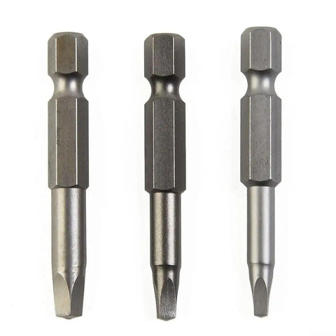 Heavy Duty 50mm Square Head Screwdriver Bits Set 3pc Steel SQ1 SQ2 SQ3 Magnetic Drill Bit Kit, three square bits