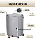 Diagram of Collapsible Rain Barrel 264 Gallon Water Storage Tank With Easy Install Filter Spigot Overflow Kit And Portable Rainwater Catcher