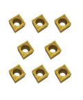 CCMT square carbide turning inserts, 9 pcs, yellow with center mounting hole
