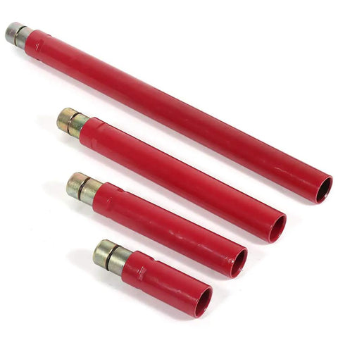 4 durable red hydraulic extension pipes for 10 Ton Hydraulic Porta Power Kit With Heavy Duty Car Jack Ram For Auto Repair Shop Use.