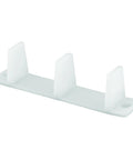 Built Tough Sliding Closet Door Bottom Guide For Bypass Panels Fits 1-3/8 Inch Thick Doors White Plastic Keeper viewed from front angle.