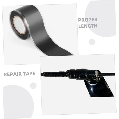 5m Self Adhesive Silicone Tape For Water Pipes And Electrical Repairs Heat Resistant No Fuss Easy Application For Quick Leak Fixes And Wire Insulation Durable Sealant For Piping And Wires That Sticks To Wet Or Dry Surfaces, showing roll and application on wire