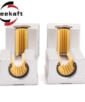 Open Box Linear Guide Rail With Aluminum Slide Block Bearing shown in two pairs, dust and water resistant for CNC components.