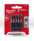 Front view of Milwaukee Phillips power bit set, 5-pack in red packaging.
