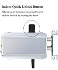 Indoor quick unlock button for Legit Smart Hidden Deadbolt Electronic Keyless Lock With Remote Control And Smartphone App Access.