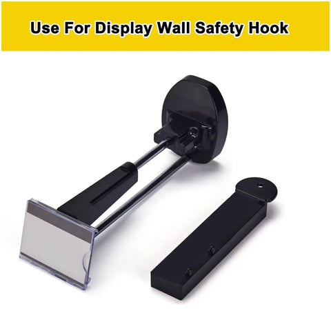 Magnetic Slat Wall Display Hook Set With N52 Magnets In Plastic Housings, showcasing durable black construction and design.