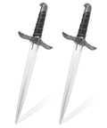 Two 16 Inch Foam Dagger Prop Two Pack For LARP Cosplay And Renaissance Knight Theatrical Safe Costume Accessory with plastic core.