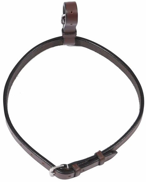 Pro Buckle Flash Noseband Converter in Australian Nut Leather with white stitching and easy buckle closure, oversize fit