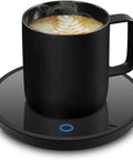 Smart Electric Coffee Mug Warmer With Dual Temperature Settings And Auto Shut Off Keeps Your Daily Brew Absolutely Fire All Day Long The Ultimate Desk Essential For Hot Coffee Tea Or Milk, black mug on heater.