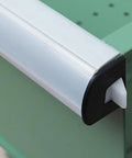 Close-up of the latch on Hella Compact Metal Tool Chest Featuring A Knockout Lock And Heavy Duty Steel Frame.