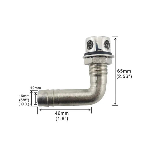 316 Stainless Steel Marine Grade Boat Fuel Vent Universal 90 Degree Flush Mount Fuel Gas Tank Vent For Five Eighth Inch Hose