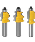 Three 12mm Shank Architectural Molding Router Bits Casing Base Cutters with carbide edges for woodworking