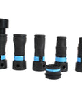 Ten Foot One And One Quarter Inch Beefy Heavy Duty Commercial Vacuum Hose With Quick Click Connectors shown with adapters