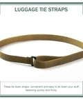 4 Pack Rugged Polyester Luggage Straps For Camping Gear Backpacks And Hiking Bags That Lock Everything Down Tight So Your Gear Gonna Stay Put On Any Adventure, tan strap with fastener.