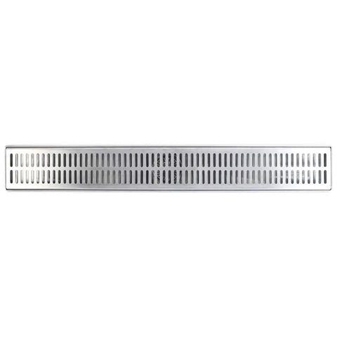 No Fuss 48 Inch Linear Shower Drain Grate With A Clean Square Hole Grid, made of 316 Marine Grade Stainless Steel, designed for easy installation.